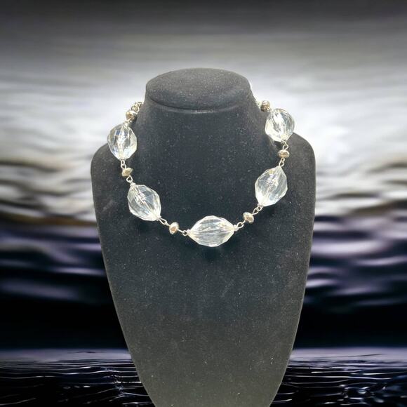 Clear Beaded Crystal Silver-Tone Spacers Necklace & 2 Bracelets Set! - Picture 12 of 13